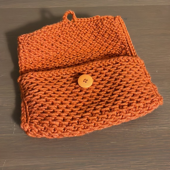 Vintage Handknit Orange Cosmetics / Purse Organization Pouch - Picture 4 of 7